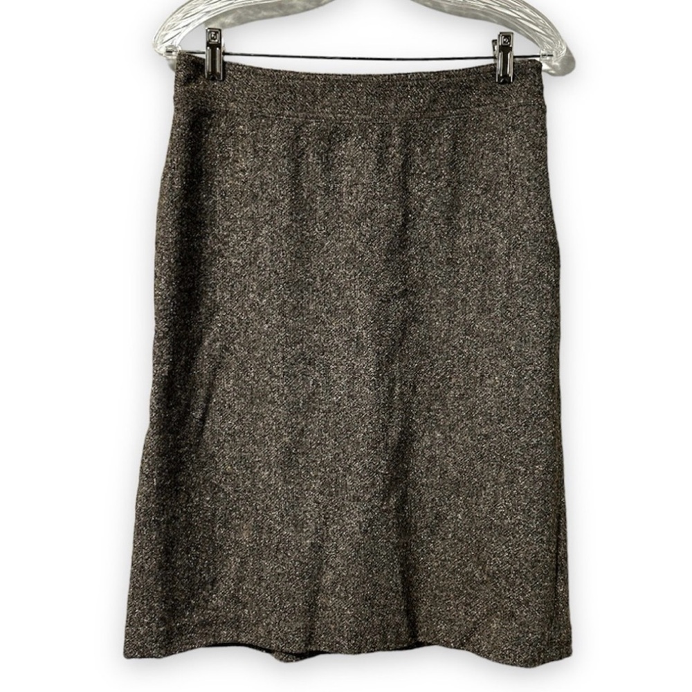 Vintage Y2K GAP Brown Tweed Wool Silk Skirt Knee Length Women’s Size 6 Academia